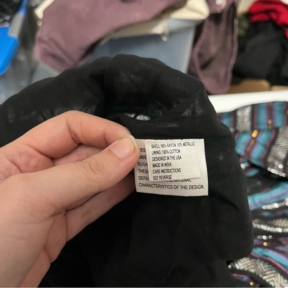 Tessora Long Dress Blue Metallic Stripes Large M2 - Picture 8 of 8